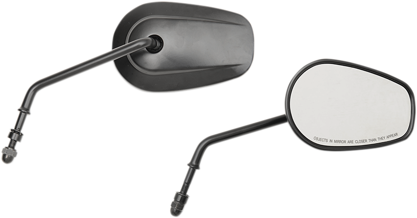 Drag Specialties Black Teardrop 5" Front Handlebar Mirror Set Harley Davidson