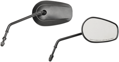 Drag Specialties Black Teardrop 5" Front Handlebar Mirror Set Harley Davidson