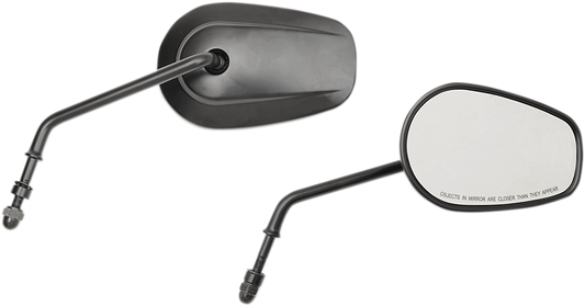 Drag Specialties Black Teardrop 5" Front Handlebar Mirror Set Harley Davidson