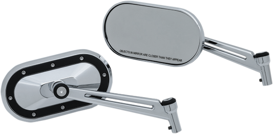 Kuryakyn 1765 Pair Chrome Heavy Industry Slotted 6" Front Motorcycle Mirror Set