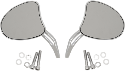 Drag Specialties Chrome Teardrop Slotted Handlebar Mirror Set Harley Davidson