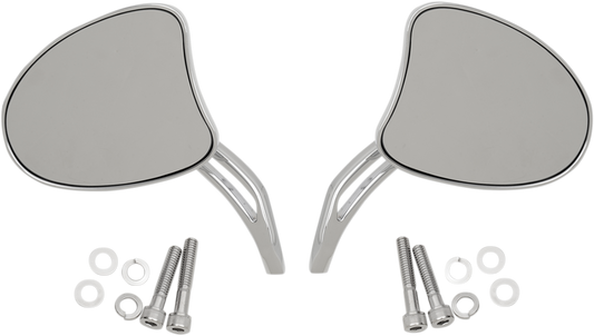 Drag Specialties Chrome Teardrop Slotted Handlebar Mirror Set Harley Davidson