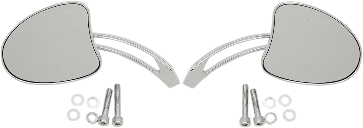 Drag Specialties Chrome Teardrop Slotted Handlebar Mirror Set Harley Davidson