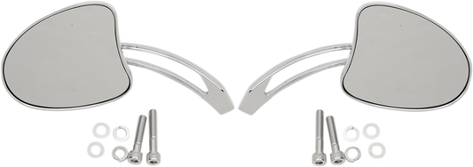 Drag Specialties Chrome Teardrop Slotted Handlebar Mirror Set Harley Davidson