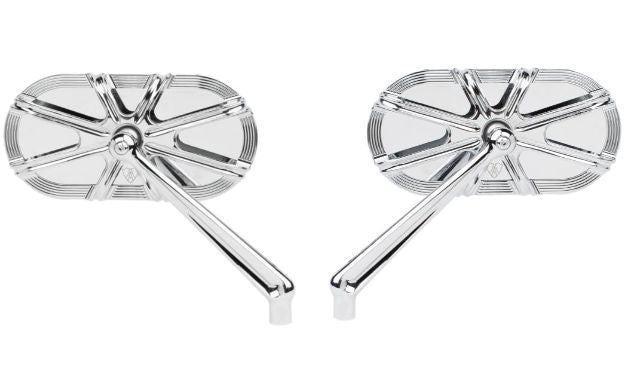 Arlen Ness Chrome Pair Cage 10 Gauge Screw in Motorcycle Convex Mirror Set