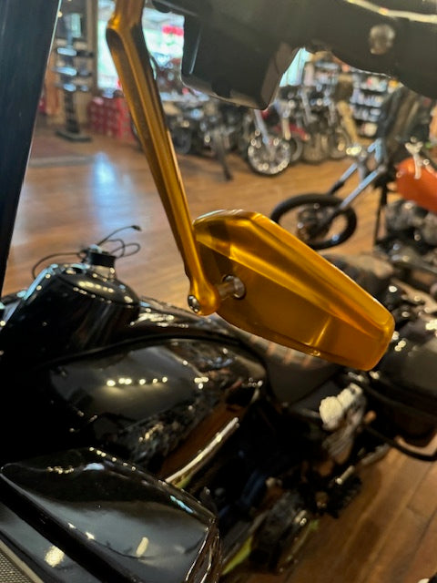 Arlen Ness Gold Mini Stocker Forged Left Side Single Motorcycle Handlebar Mirror