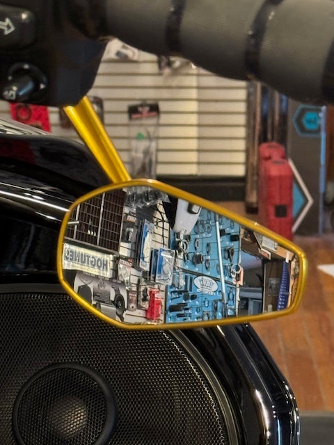 Arlen Ness Gold Mini Stocker Forged Right Side Motorcycle Handlebar Mirror