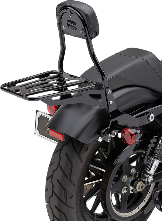 Cobra Black 14" Round Backrest Kit 2004-2019 Harley Sportster Iron Forty Eight