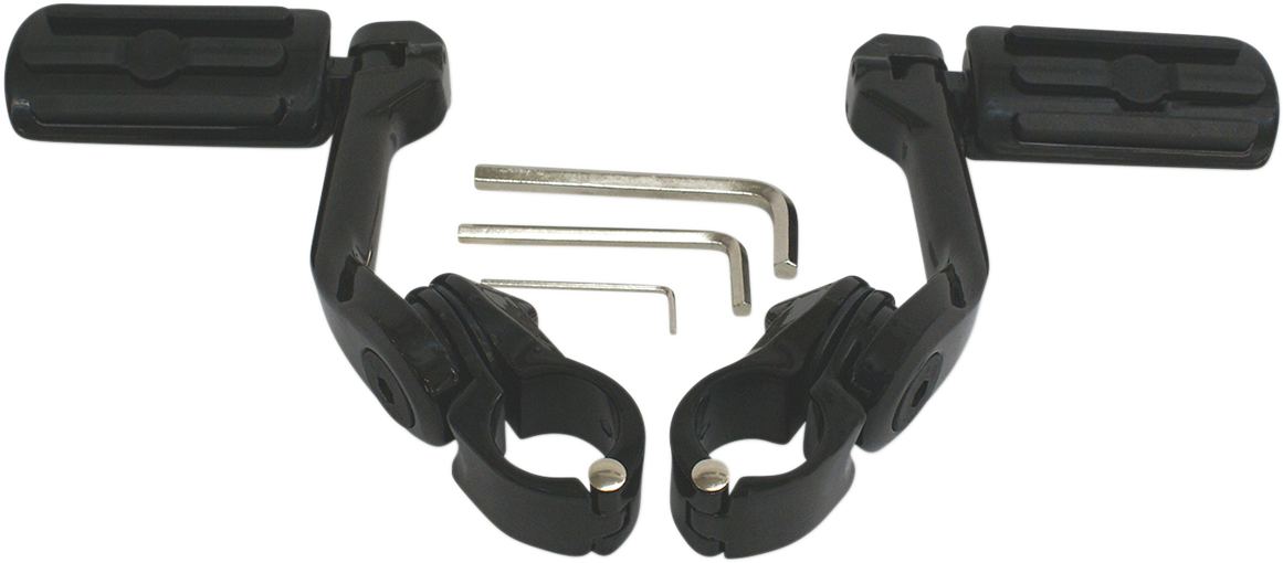Rivco 1-1/4" Freeway Highway Engine Guard Clamp on Ribbed Footpeg Set Harley