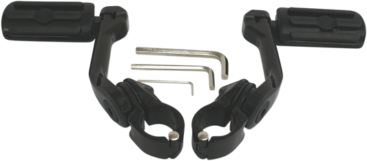Rivco 1-1/4" Freeway Highway Engine Guard Clamp on Ribbed Footpeg Set Harley