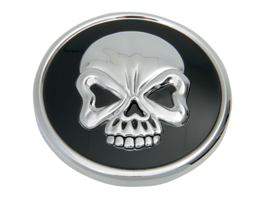 Drag Specialties Chrome/Black Vented Skull Gas Cap 82-96 Harley FXD FLST XL FXRT