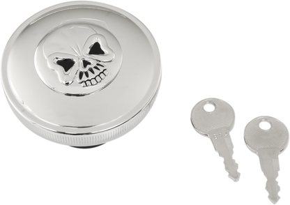 Drag Specialties Chrome Locking Vented Skull Gas Cap for 93-17 Harley DYNA FXDB