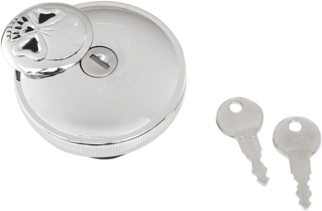 Drag Specialties Chrome Locking Vented Skull Gas Cap for 93-17 Harley DYNA FXDB