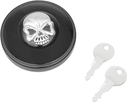 Drag Specialties Black Vented Screw In Locking Skull Gas Cap 1993-2024 Harley
