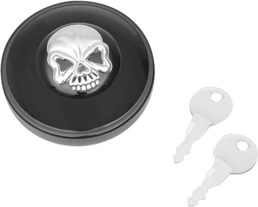 Drag Specialties Black Vented Screw In Locking Skull Gas Cap 1993-2024 Harley
