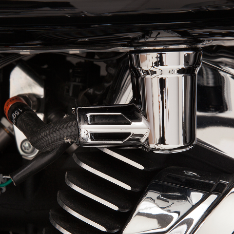 Ciro Chrome Motorcycle Fuel Line Fitting Cover 01-17 Harley Dyna Softail Touring