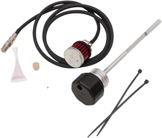 Feuling Black Vented Oil Dipstick Kit for 2017-2024 Harley Touring FLHR FLTRU