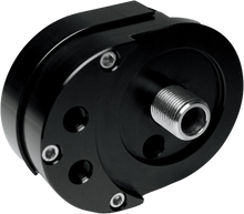 Feuling Black Offset Motorcycle Oil Filter Mount 99-17 Dyna Touring Softail FLHX