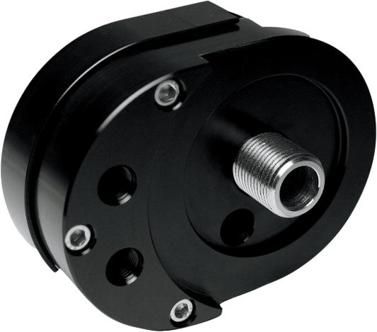 Feuling Black Offset Motorcycle Oil Filter Mount 99-17 Dyna Touring Softail FLHX
