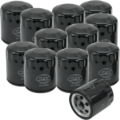 S&S Cycles Black 12 Pack Oil Filter for 1984-17 Harley Touring Softail Sportster