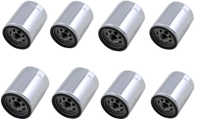 Drag Specialties 8 Pack Chrome Oil Filters 17-23 Harley M8 Touring Softail FLHX