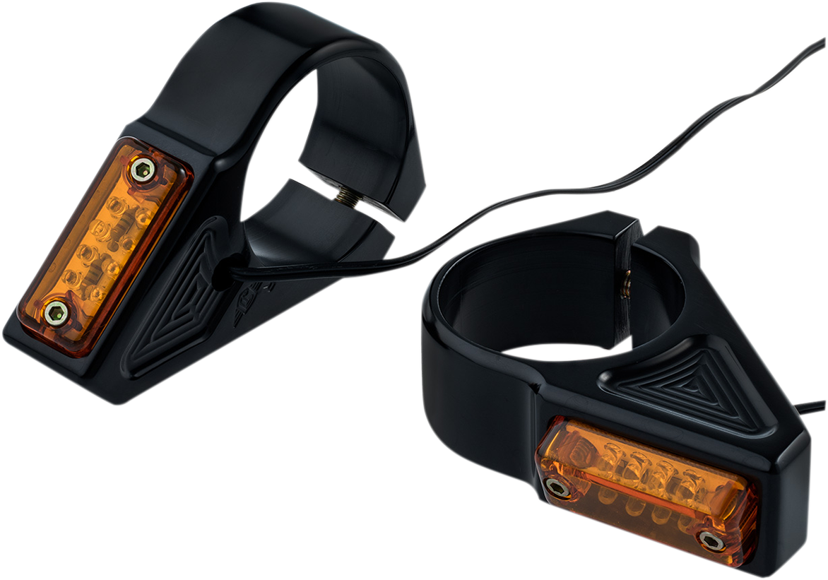 Joker Machine Pair Universal Black Amber LED Front 39mm Fork Turn Signal Kit