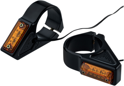 Joker Machine Pair Universal Black Amber LED Front 39mm Fork Turn Signal Kit