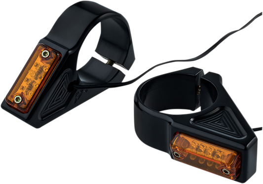 Joker Machine Pair Universal Black Amber LED Front 39mm Fork Turn Signal Kit