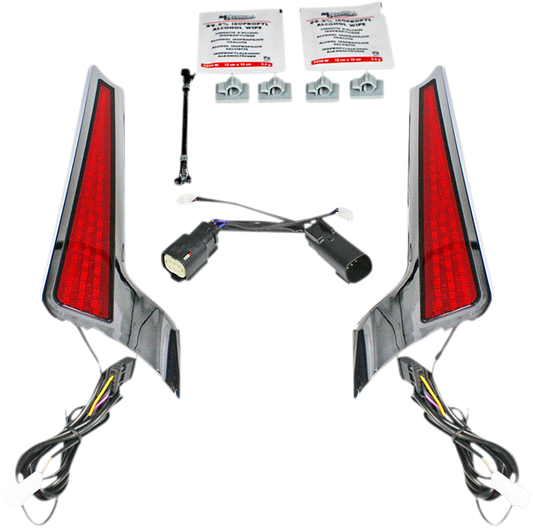 Custom Dynamics Chrome Red LED Fascia Panel Lights 2010-2013 Harley FLTRX FLHX