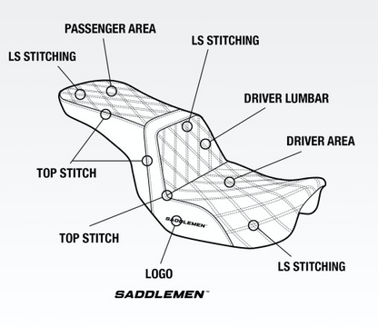 Saddlemen Black Step-Up Extended Reach Seat for 2008-2024 Harley Touring FLHX