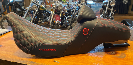 Saddlemen SDC Pro Series Red Lattice Seat & Backrest for 2008-24 Harley Touring