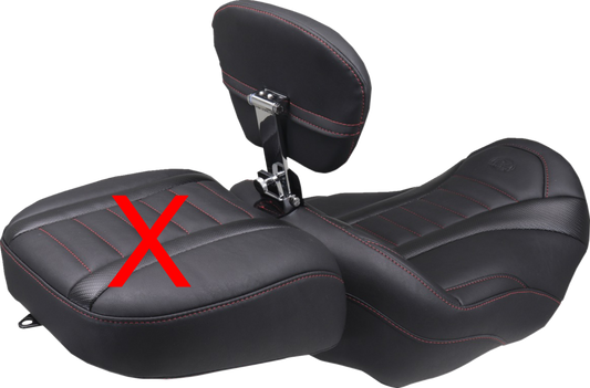 Mustang Deluxe Extended Red Stitch Solo Seat & Backrest for 23-25 Harley Touring
