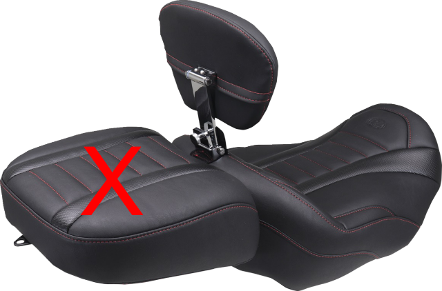 Mustang Deluxe Extended Red Stitch Solo Seat & Backrest for 23-26 Harley Touring