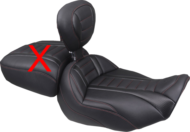 Mustang Deluxe Extended Red Stitch Solo Seat & Backrest for 23-26 Harley Touring