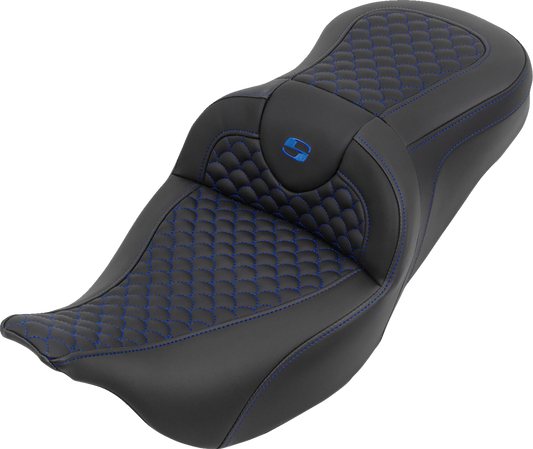 Saddlemen Roadsofa Blue Dragon Scale Stitching Seat 2008-2025 Harley Touring
