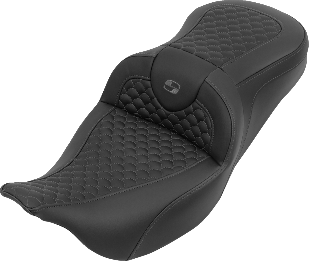Saddlemen Roadsofa Gray Dragon Scale Stitch Seat for 2008-2025 Harley Touring
