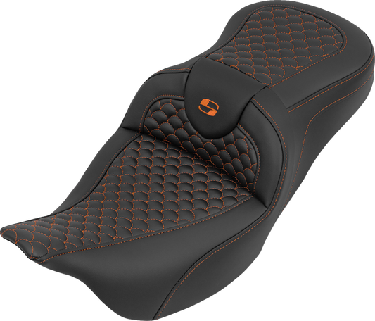 Saddlemen Roadsofa Orange Dragon Scale Stitching Seat 2008-2025 Harley Touring