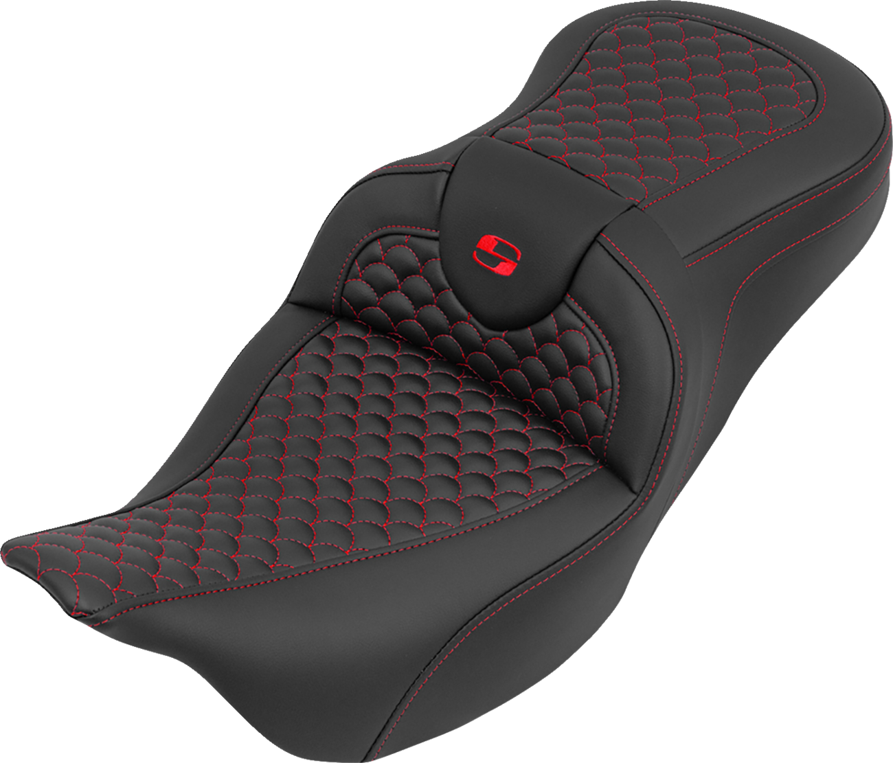 Saddlemen Roadsofa Red Dragon Scale Stitch Gel Seat for 2008-2025 Harley Touring