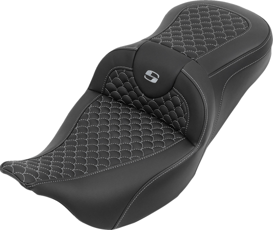 Saddlemen Roadsofa Silver Dragon Scale Stitching Seat 2008-2025 Harley Touring