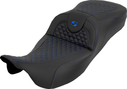 Saddlemen Roadsofa Blue Dragon Stitch Extended Seat for 2008-2025 Harley Touring