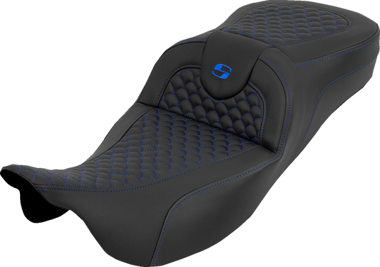 Saddlemen Roadsofa Blue Dragon Stitch Extended Seat for 2008-2025 Harley Touring