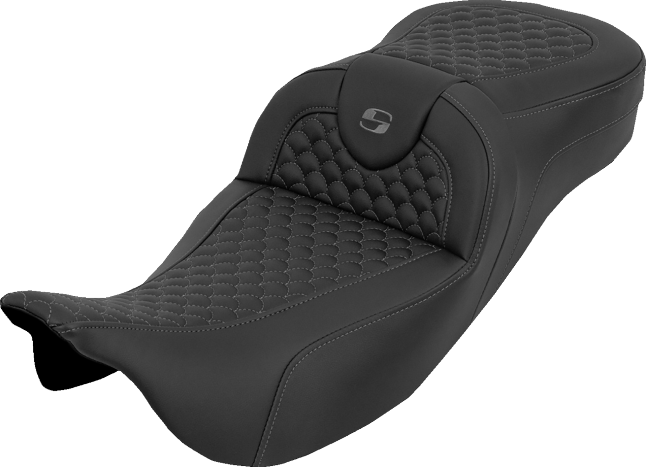 Saddlemen Roadsofa Gray Dragon Stitch Extended Seat for 2008-2025 Harley Touring
