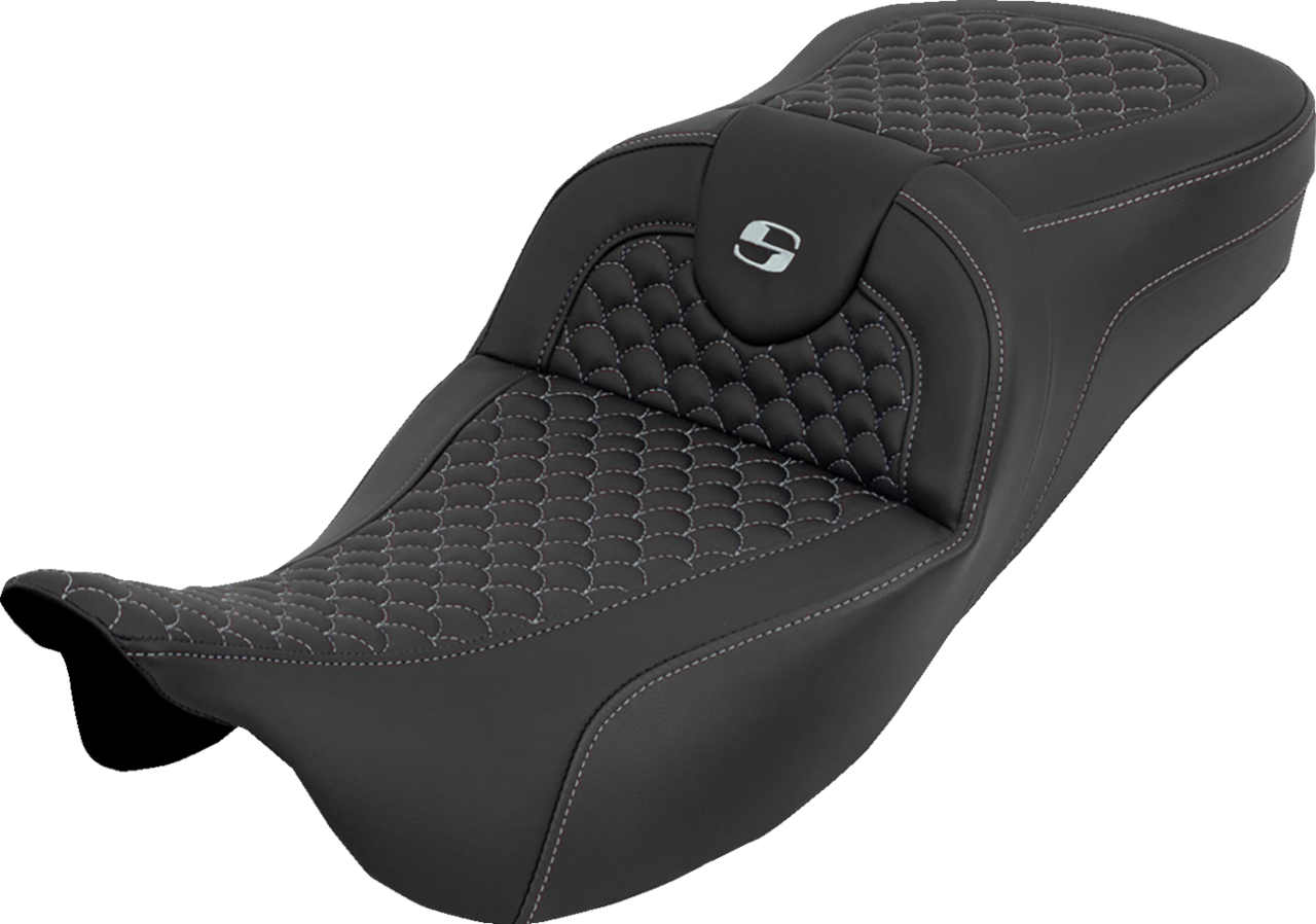 Saddlemen Roadsofa Silver Dragon Stitch Extended Seat for 2008-25 Harley Touring