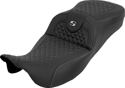 Saddlemen Roadsofa Silver Dragon Stitch Extended Seat for 2008-25 Harley Touring