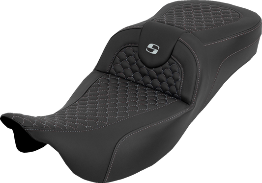 Saddlemen Roadsofa Silver Dragon Stitch Extended Seat for 2008-25 Harley Touring