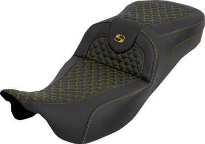 Saddlemen Roadsofa Gold Dragon Stitch Extended Seat for 2008-2025 Harley Touring