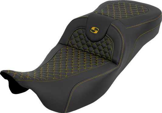 Saddlemen Roadsofa Gold Dragon Stitch Extended Seat for 2008-2025 Harley Touring