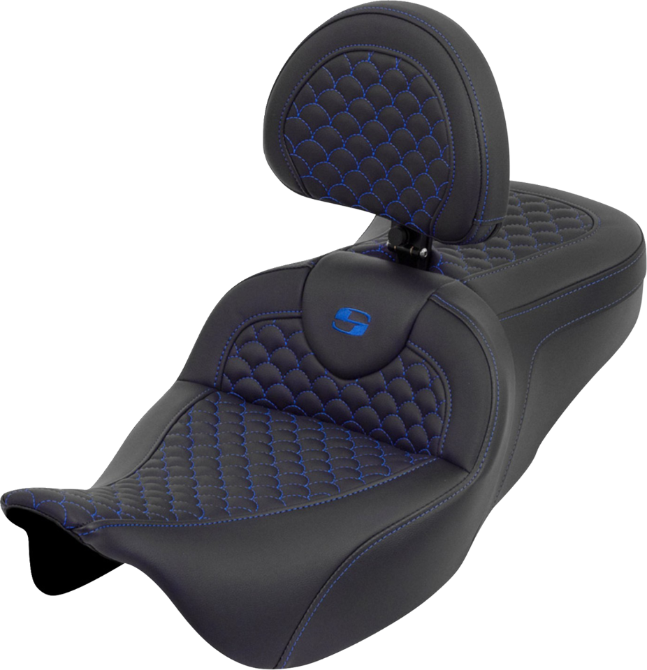 Saddlemen Roadsofa Blue Dragon Scale Seat & Backrest for 2008-25 Harley Touring