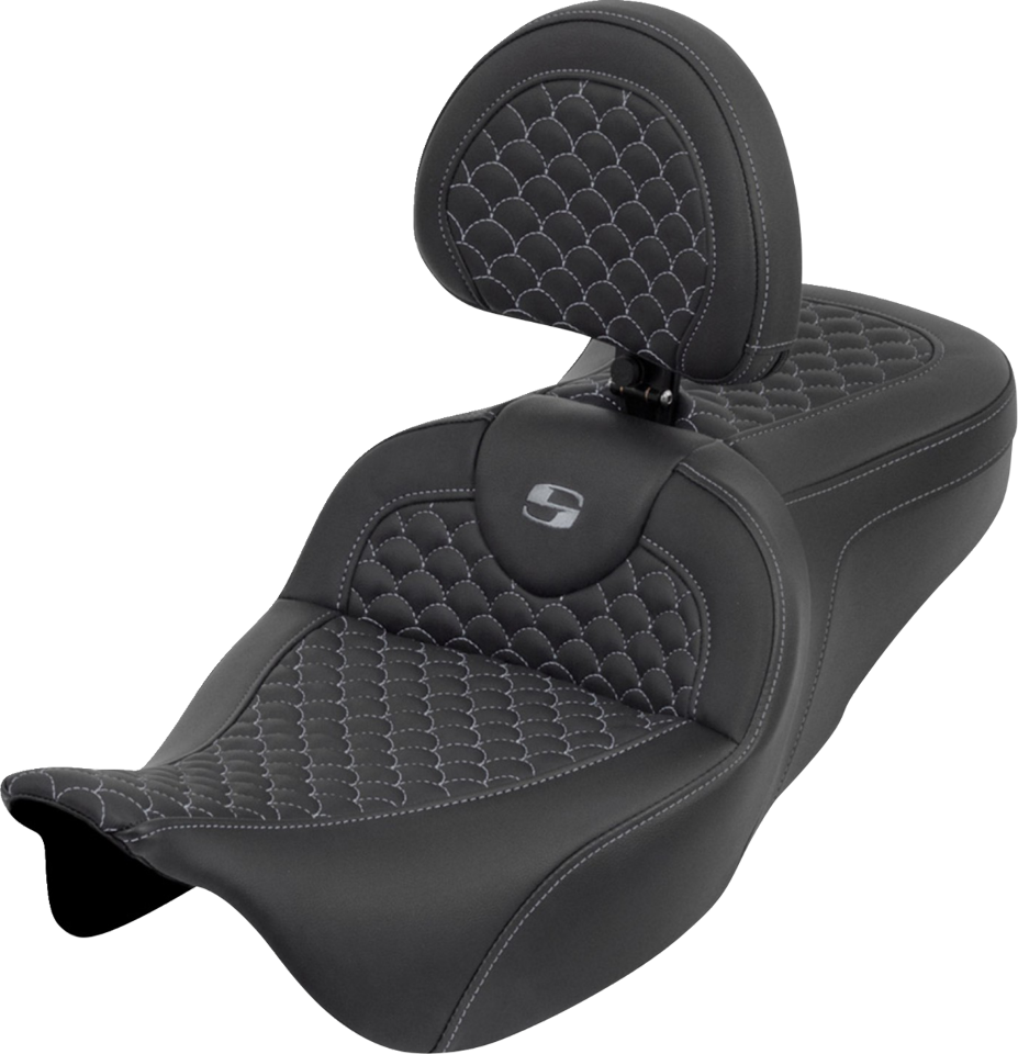 Saddlemen Roadsofa Gray Dragon Gel Seat & Backrest for 2008-2025 Harley Touring