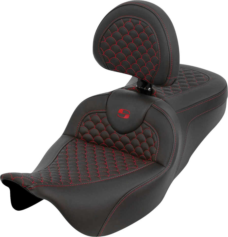 Saddlemen Roadsofa Red Dragon Scale Seat & Backrest for 2008-2025 Harley Touring